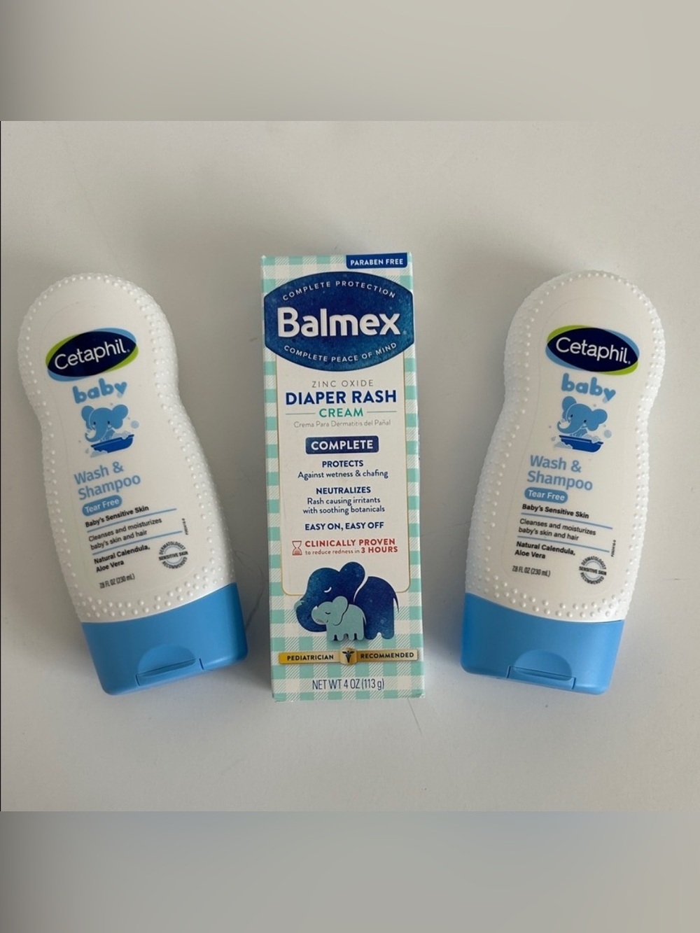 (1) Balmex Cream (2) Cetaphil Baby Wash & Shampoo Bundle Great Baby Shower Gift!